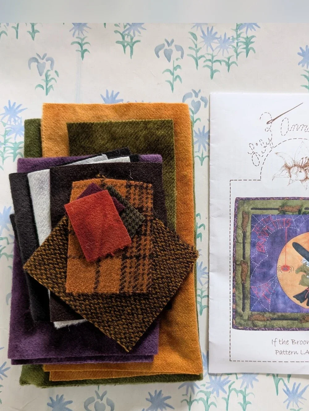 Lily Anna Stitches If the Broom Fits Witch Wool Mini Quilt Kit NEW Halloween DIY
